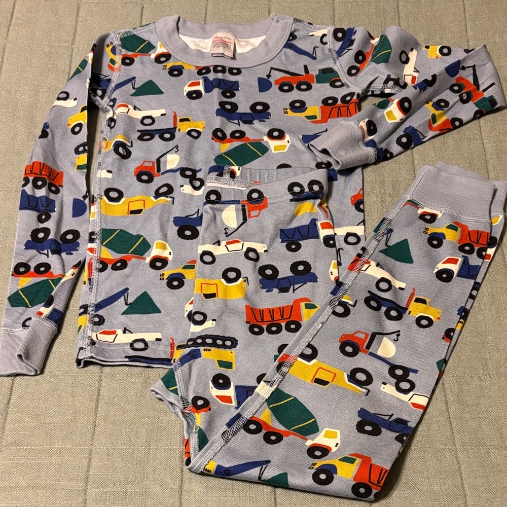 Hanna Andersson Kids Pajama Set - Blue with Colorful Trucks